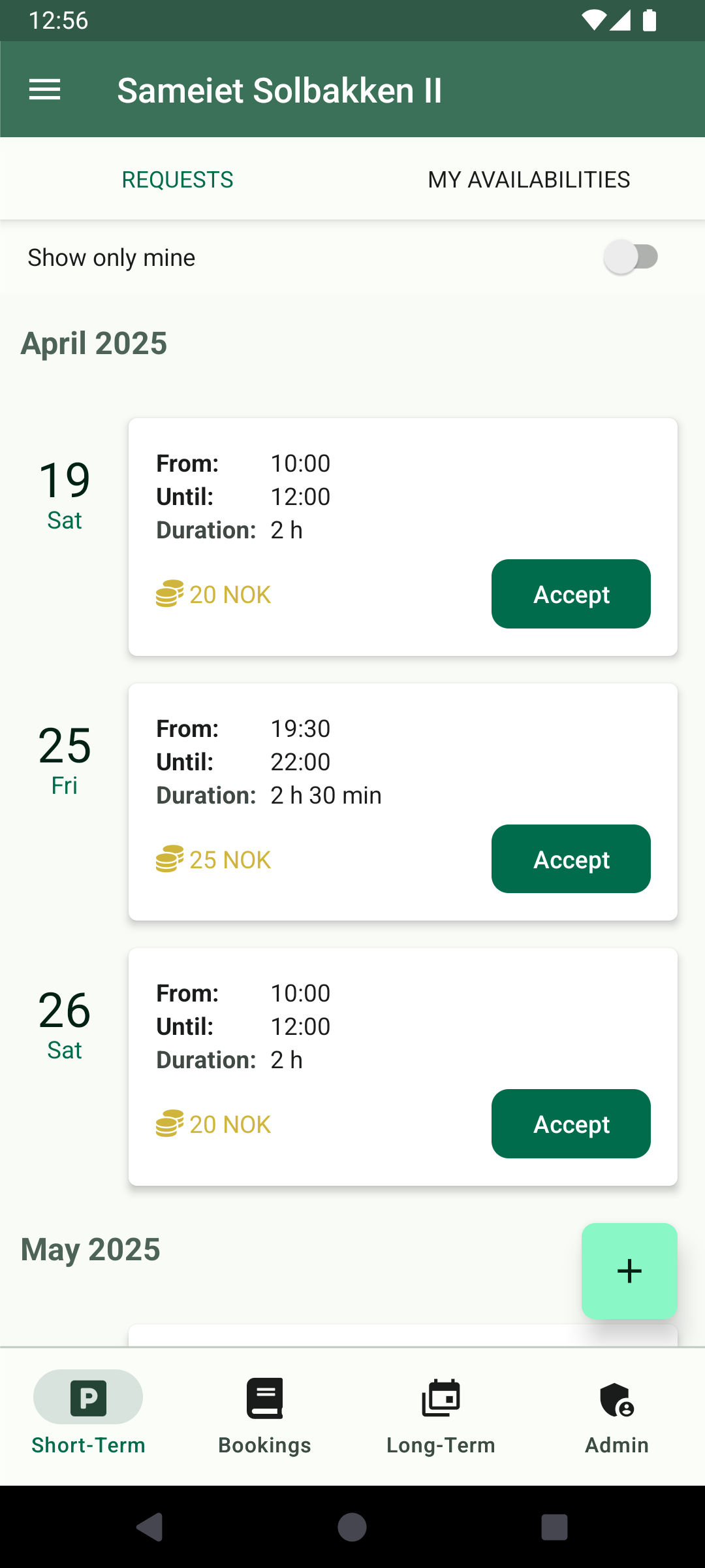 Request short-term parking